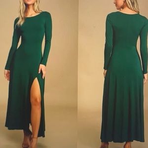 Reformation Forest Green long sleeve knit dress